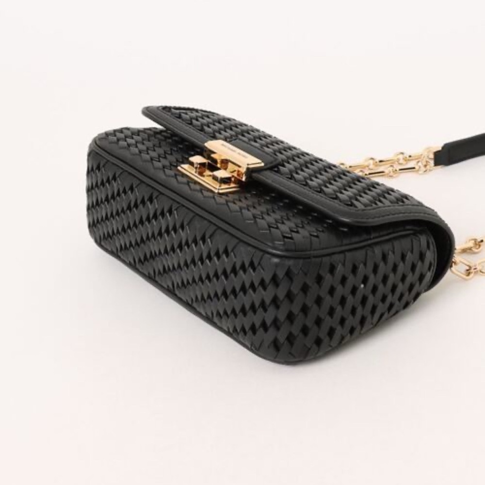 MICHEAL KORS Tribeca Small Hand-Woven Leather Shoulder Bag BLACK women’s - Picture 3 of 4